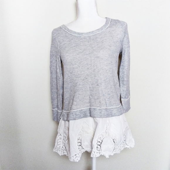 Anthro Postmark Heather Gray 3/4 Sleeve Blouse XS - Picture 2 of 10